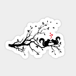 squirrels on tree branch Sticker